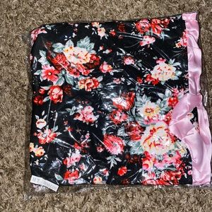 Black floral minky